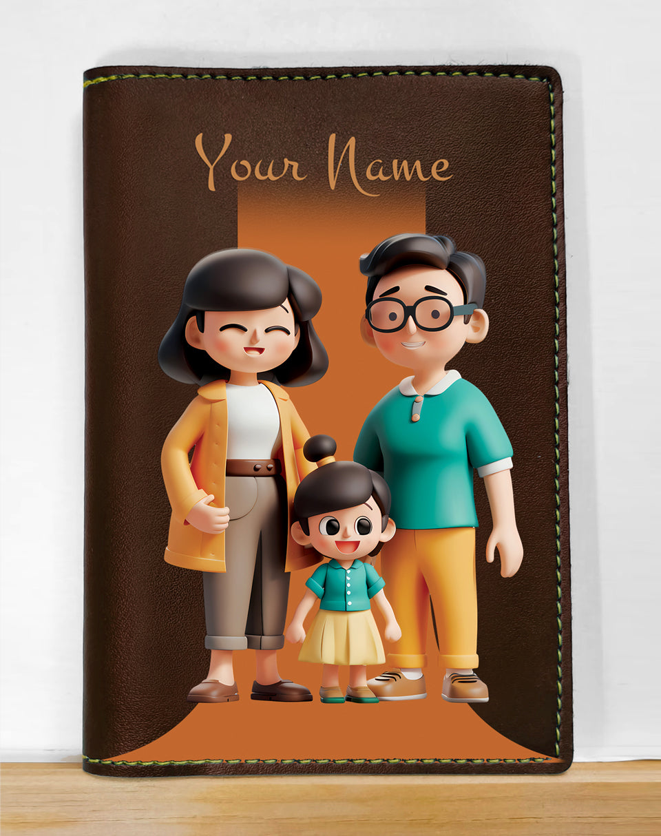 Family Cartoon Printed Passport Cover