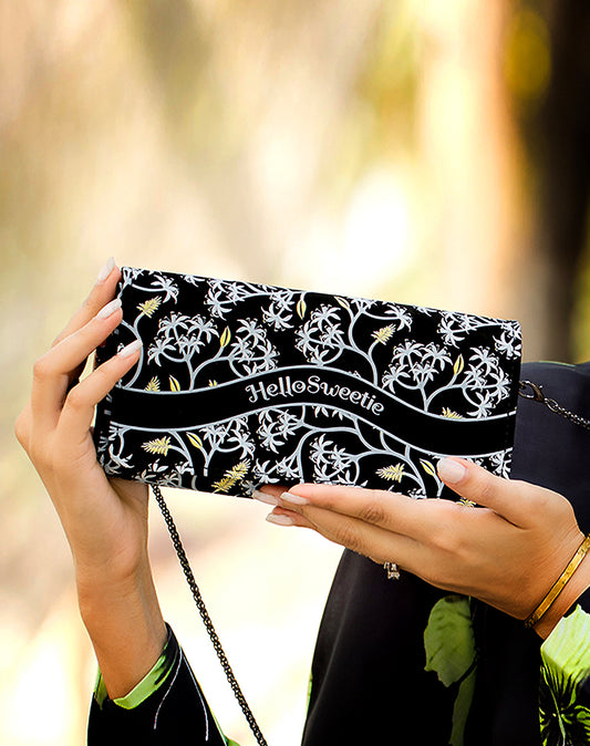 Winter Leaf Flower Wallet Clutch