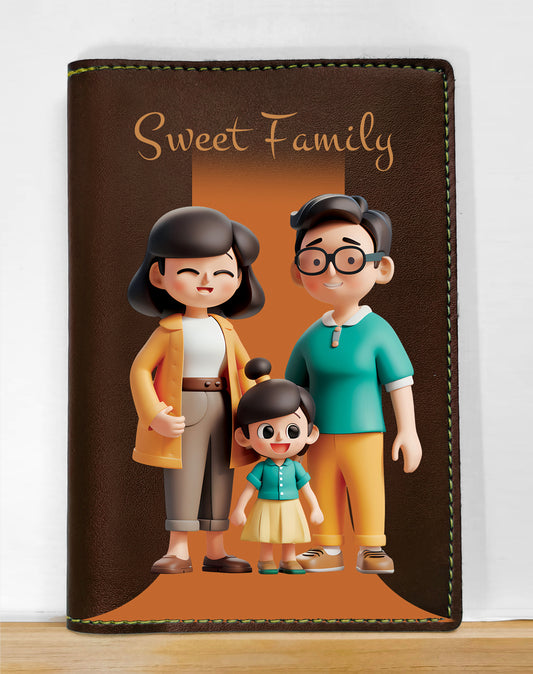 Family Cartoon Printed Passport Cover