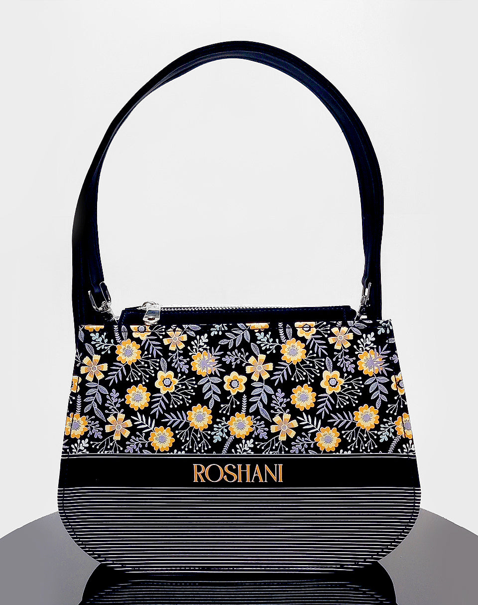 Yellow Flower Line Art Sling Tote Bag