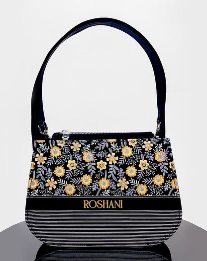Yellow Flower Line Art Sling Tote Bag