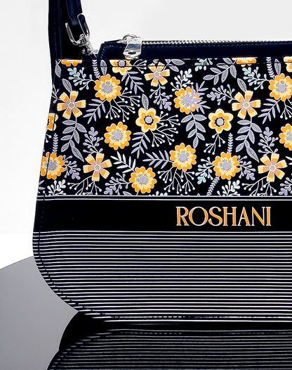 Yellow Flower Line Art Sling Tote Bag