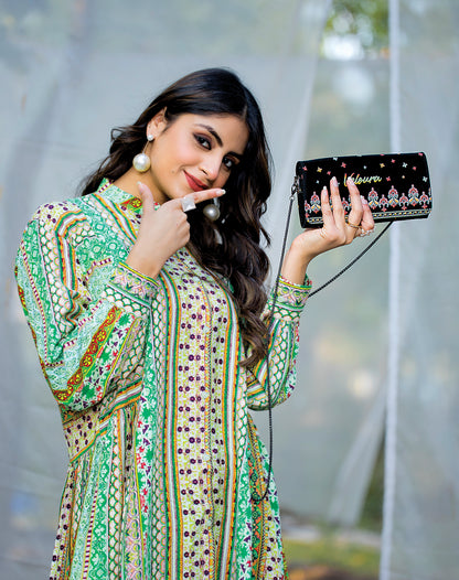 Petal Script Wallet Clutch