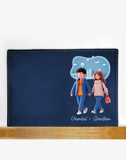 Couple Cartoon Style Passport Cover