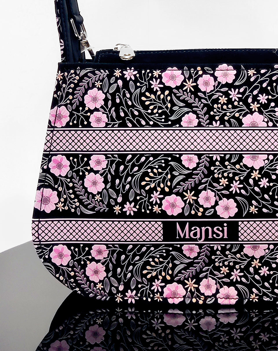 Pink Flower Elegance Sling Tote Bag
