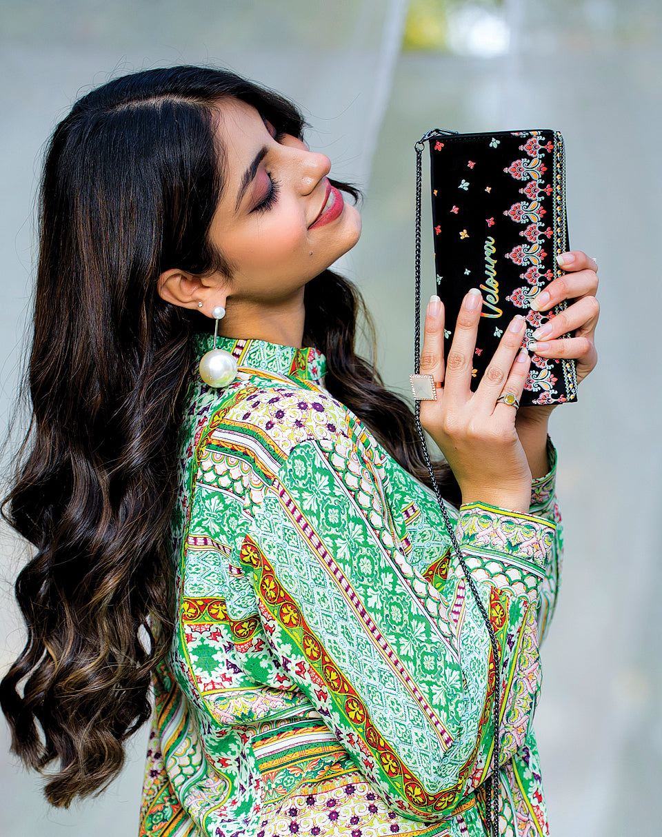 Petal Script Wallet Clutch