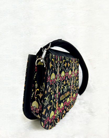 Black Bloom Blossom Sling Tote Bag