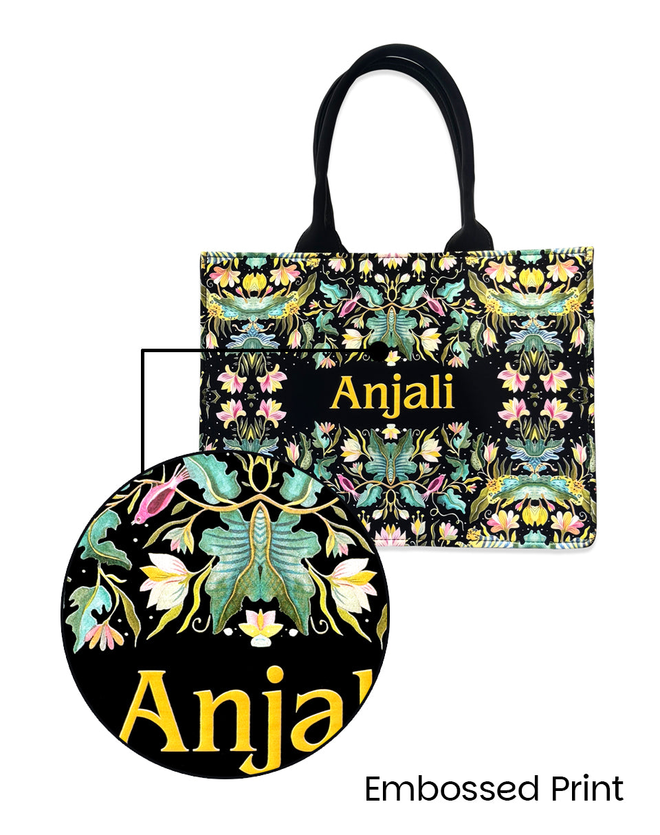 African Jungle Elegance Emboss Printed Tote Bag