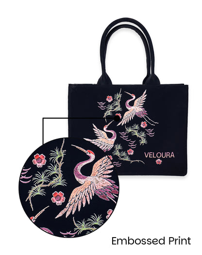 Elegant Crane Japanese Bird Tote Bag