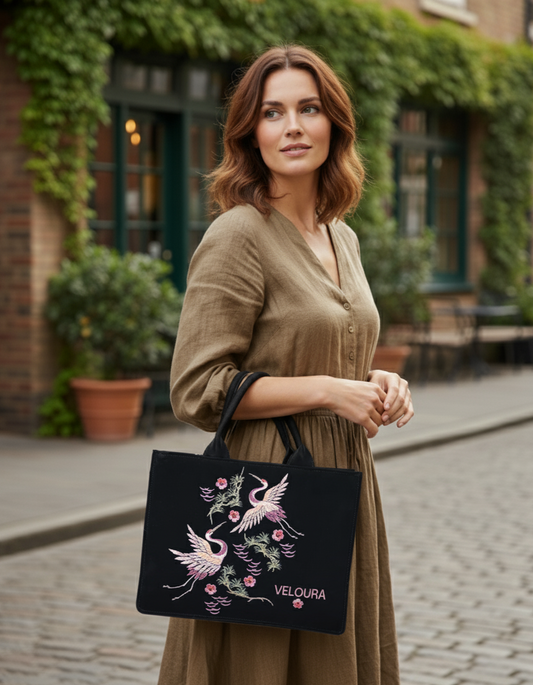 Elegant Crane Japanese Bird Tote Bag